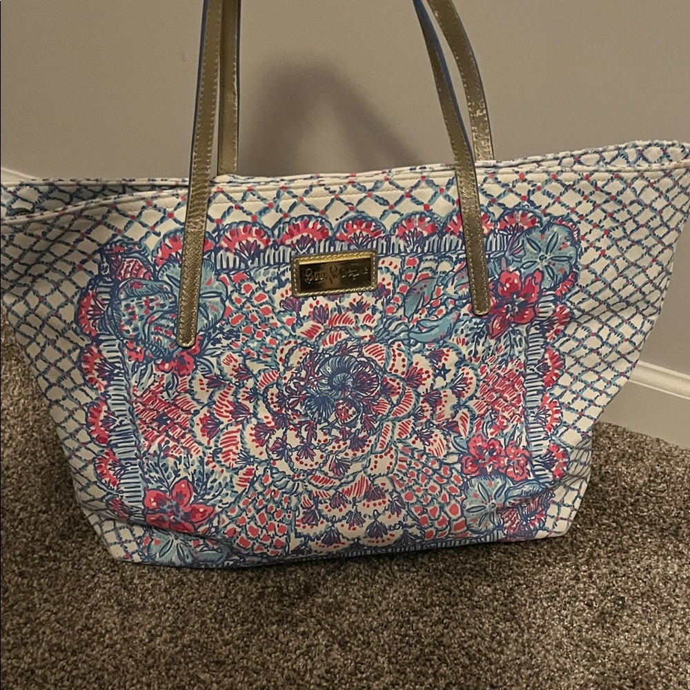 Lilly Pulitzer Pink and Blue Patterned Tote